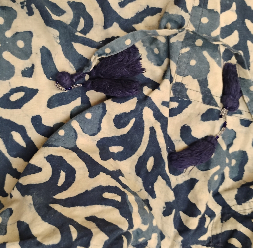 Pax Philomena Indigo Print Wide Leg Cotton Pants Sz Xl — image 4 of 6